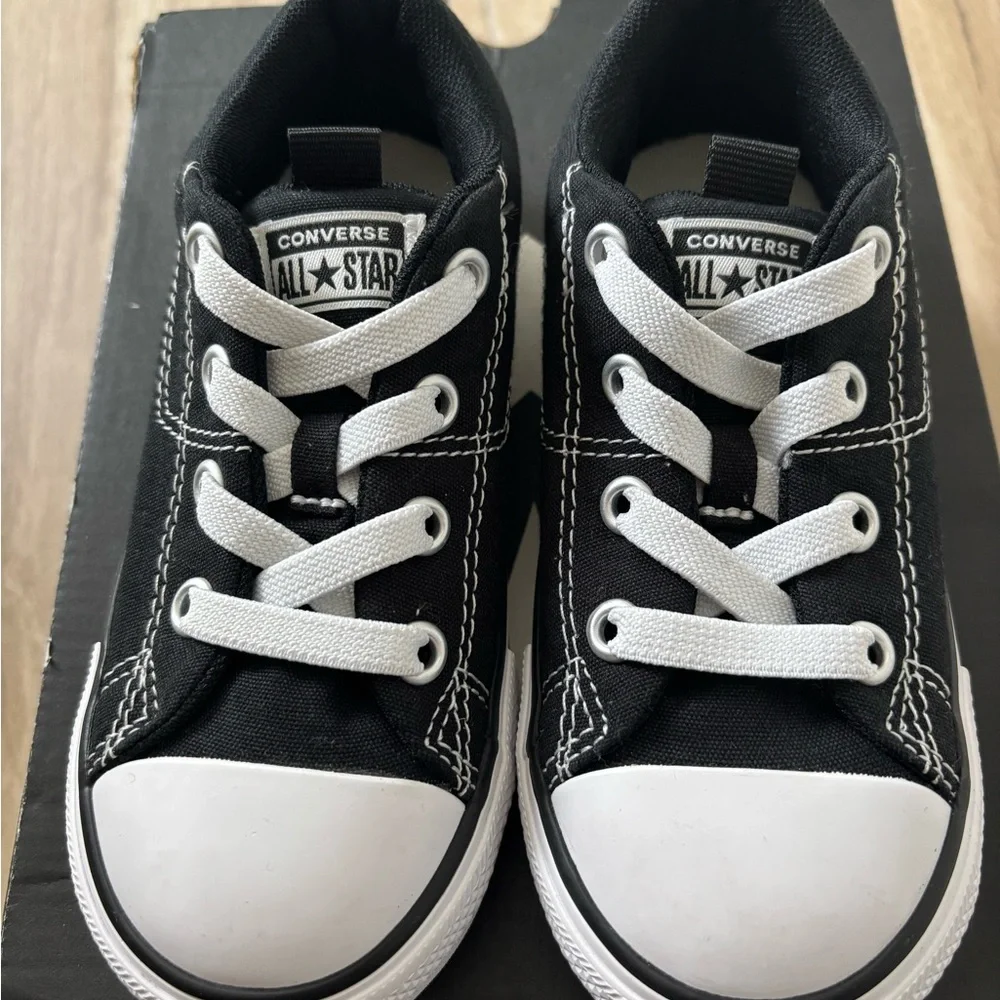 Converse Kids Black Canvas Low-Top Sneakers with White Accents